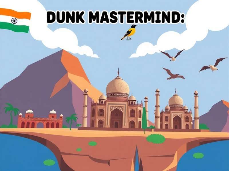 Dunk Mastermind introduction screen with Indian landmarks