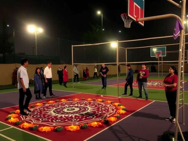Dunk Mastermind Diwali event with lit courts and rangoli jerseys